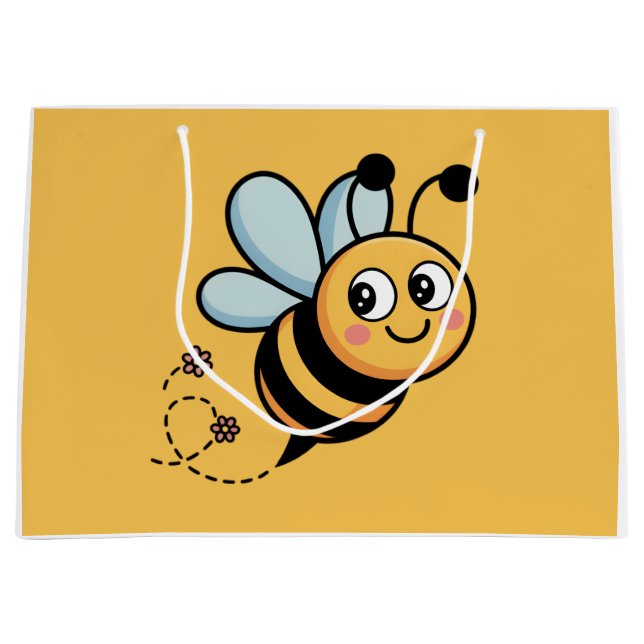 Grand Sac Cadeau Mascotte abeille pour enfants avec piste en pointi (Devant)