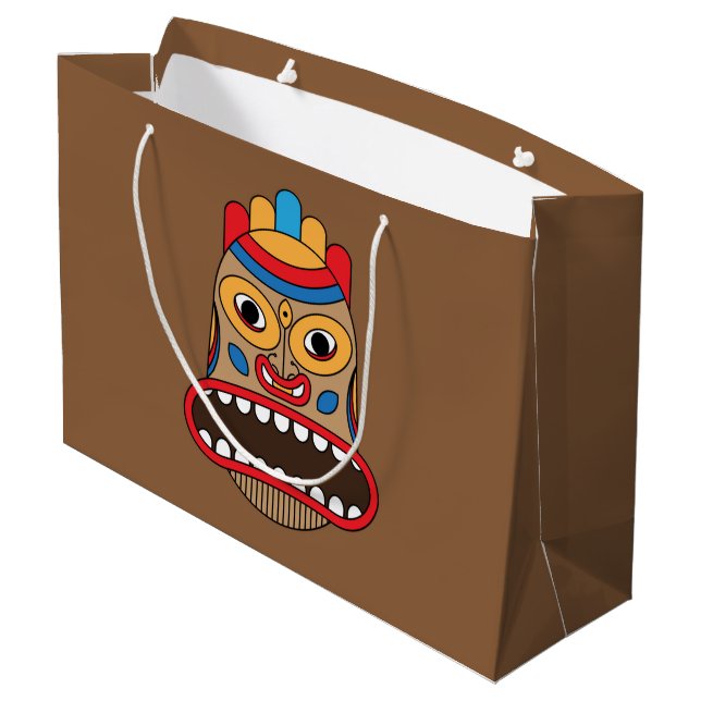 Grand Sac Cadeau Masque Hawaïen Tiki (Dos Angle)