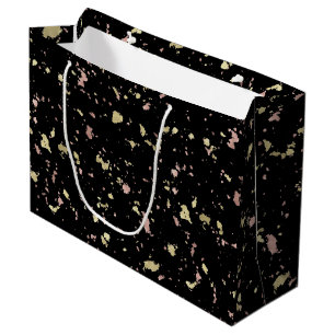 Grand Sac Cadeau Matte Gold et Rose Gold Flakes Noir