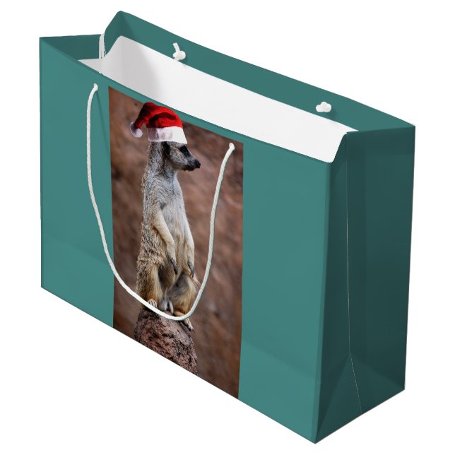 Grand Sac Cadeau MeerKat de Noël (Devant Angle)