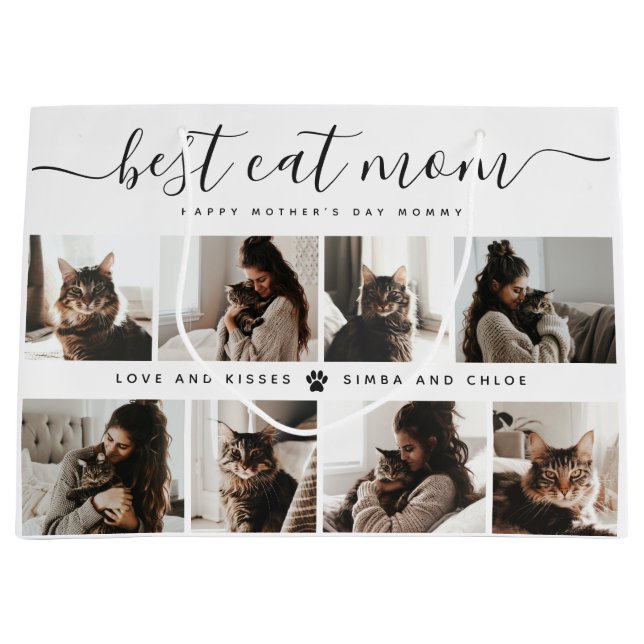 Grand Sac Cadeau Meilleur Chat Maman : Custom Mother's Day Photo de (Devant)