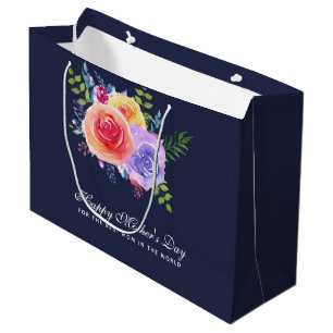Grand Sac Cadeau Meilleure maman dans le monde Roses de la fête des
