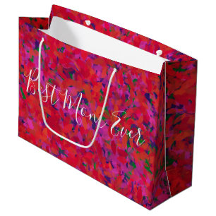 Grand Sac Cadeau Meilleure Maman Jamais Rouge Floral Jardin Main Pe
