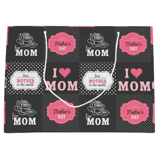 Grand Sac Cadeau Meilleure mère jamais (Devant)