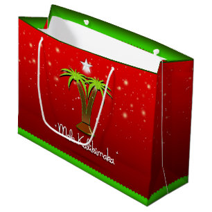 Grand Sac Cadeau Mele Kalikimaka Palm Tree pour Noël