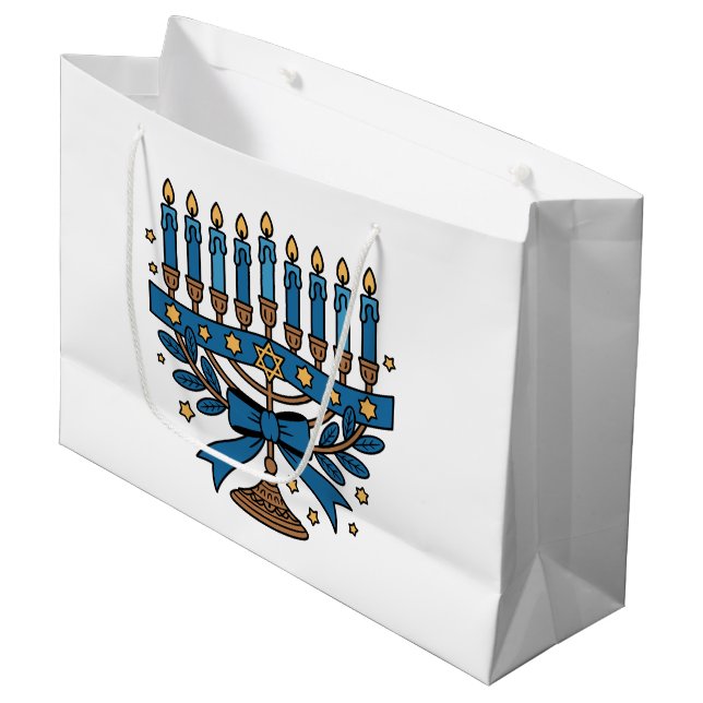 Grand Sac Cadeau Menorah de Hanouka  (Devant Angle)