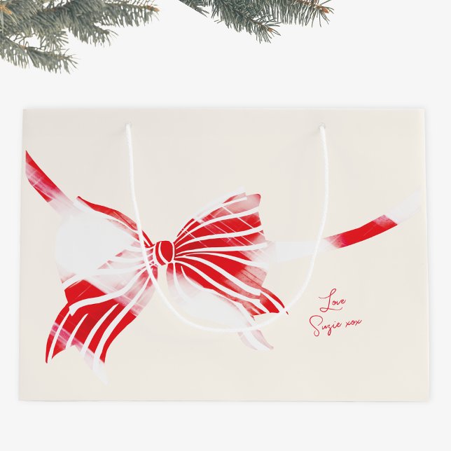 Grand Sac Cadeau Menthe Poivrée De Noël Liée Aux Vacances Bow (Créateur téléchargé)