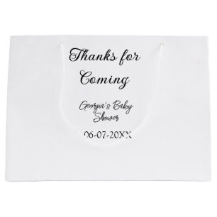 Grand Sac Cadeau Merci à venir baby shower moderne simple typogr
