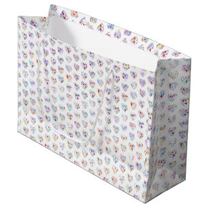 Grand Sac Cadeau Merci & cœurs en 44 langues sous forme de motif en