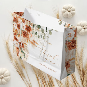 Grand Sac Cadeau Merci de Mariage floral brillant