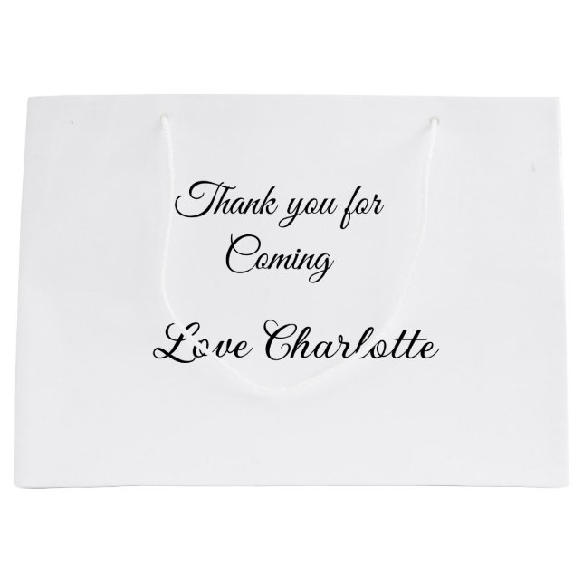 Grand Sac Cadeau merci d'être venu nom à ajouter message texte  (Devant)