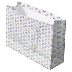 Grand Sac Cadeau Merci en 44 langues en forme de cœur en motif DC