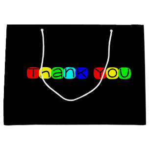 Grand Sac Cadeau Merci en couleurs arc-en-ciel 434