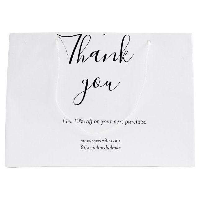 Grand Sac Cadeau Merci pour le code de réduction de commande site s (Devant)