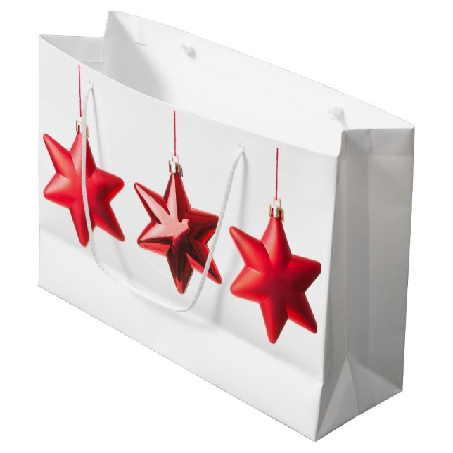 Grand Sac Cadeau Merry Christmas Red Stars decoration (Devant Angle)