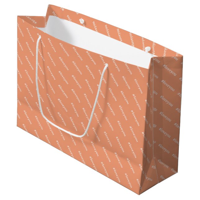 Grand Sac Cadeau Message mignon Rouge discret Motif tendance Blanc (Devant Angle)