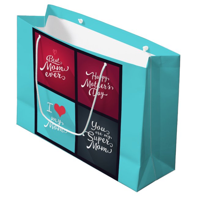 Grand Sac Cadeau Messages pour maman (Devant Angle)