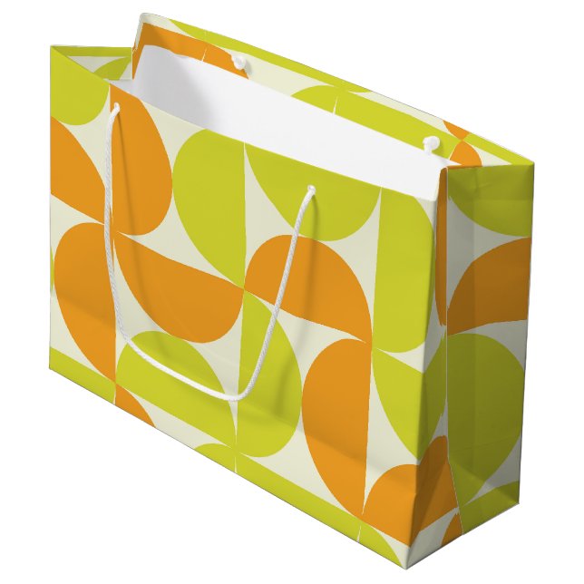 Grand Sac Cadeau Mid Century Half Circles Orange and Yellow  (Devant Angle)