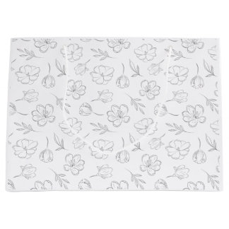 Grand Sac Cadeau Midnight Bloom Line Art