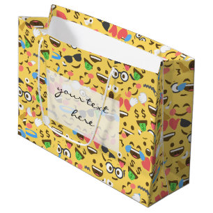 Grand Sac Cadeau mignon émoji amour entend baiser sourire motif