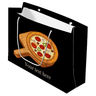 Grand Sac Cadeau mignon Kawaii pizza party amoureux ajouter le text