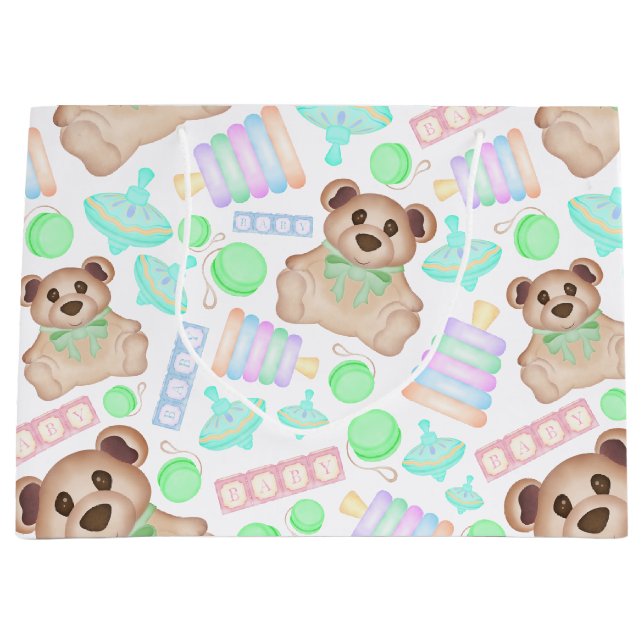 Grand Sac Cadeau Mignonne Genre Neutre Teddy Bear Bébé (Devant)