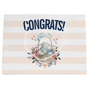 Grand Sac Cadeau Mignonne lapin dans un panier avec des oeufs et de
