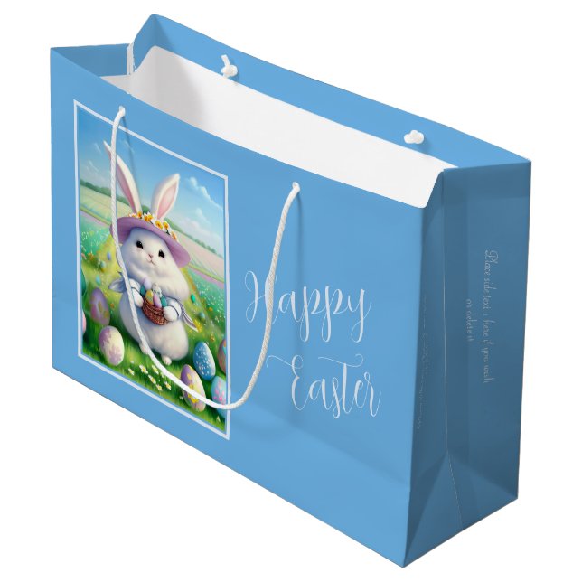 Grand Sac Cadeau Mignonne lapin de Pâques 01 (Devant Angle)
