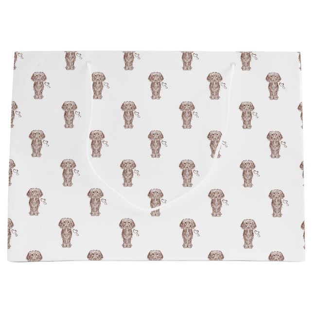 Grand Sac Cadeau Mignonne long Haired Dachshund Chien de saucisse (Devant)