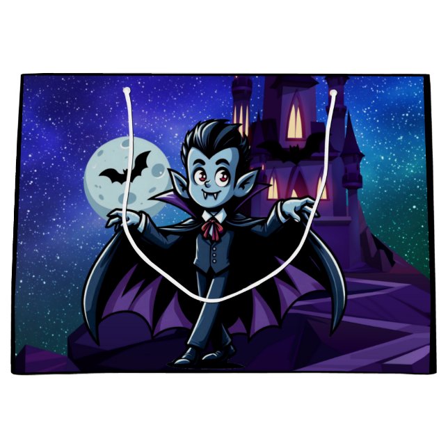 Grand Sac Cadeau Mignonne, whimsical Halloween vampire (Devant)