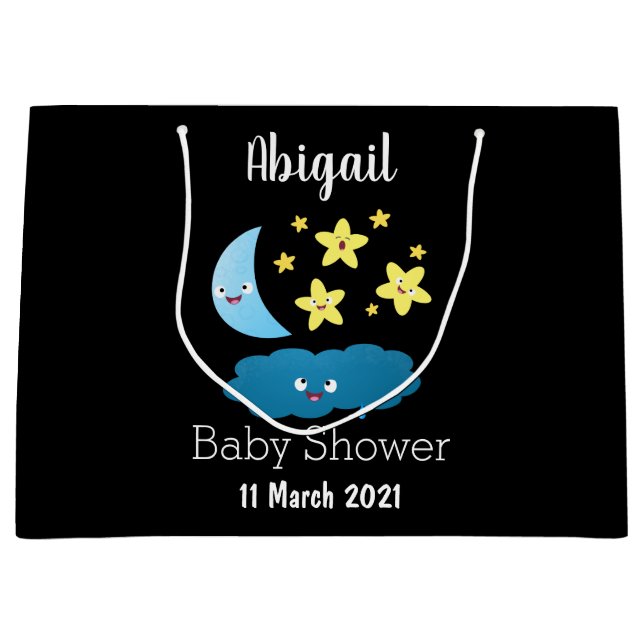 Grand Sac Cadeau Mignons étoiles chantant, lune et bande dessinée d (Devant)