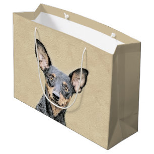 Grand Sac Cadeau Miniature Pinscher Peinture Cute Original Dog Art