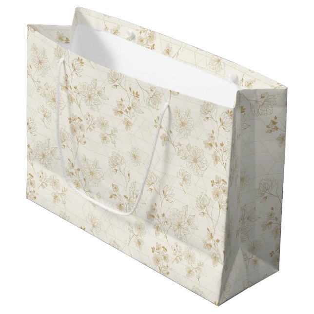 Grand Sac Cadeau Minimal Botanical Line Art Pattern (2) (Devant Angle)