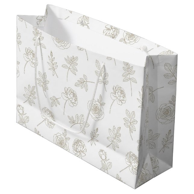 Grand Sac Cadeau Minimal Botanical Line Art Pattern (8) (Devant Angle)