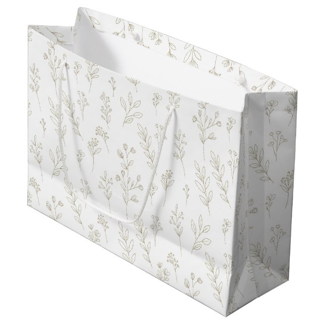 Grand Sac Cadeau Minimal Botanical Line Art Pattern (9) (Devant Angle)