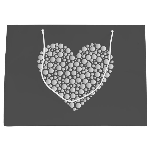 Grand Sac Cadeau Minimal Heart Circles – White Gradient on Dark  (Devant)
