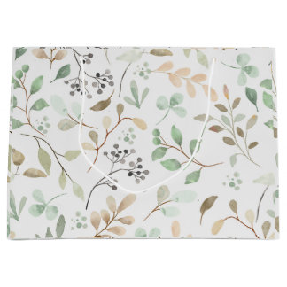 Grand Sac Cadeau Minimalist Leaves Pattern Gift Bag