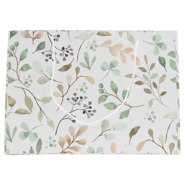 Grand Sac Cadeau Minimalist Leaves Pattern Gift Bag (Devant)