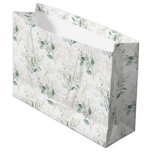 Grand Sac Cadeau Mint Green Pastel Floral Greenery Motif