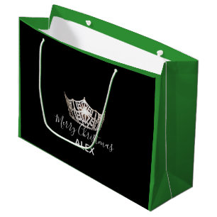 Grand Sac Cadeau Miss America Silver Crown Green Cadeau Sac-Noël