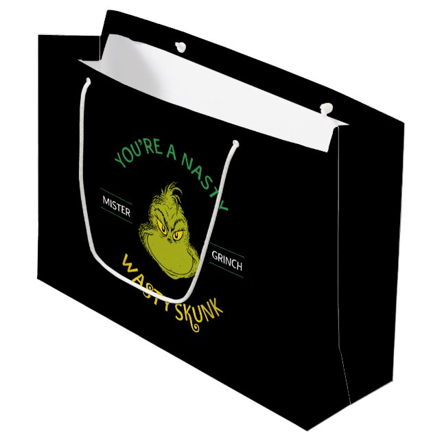 Grand Sac Cadeau Mister Grinch | Vous êtes un sale con (Devant Angle)