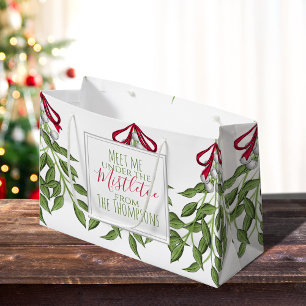 Grand Sac Cadeau Mistletoe de Noël Joyeux Whimsical mignonne