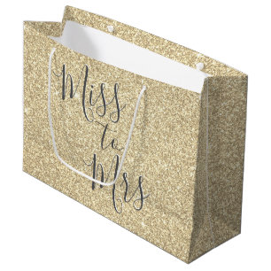 Grand Sac Cadeau Mlle à Mme Fête des mariées Party Gold Sparkle