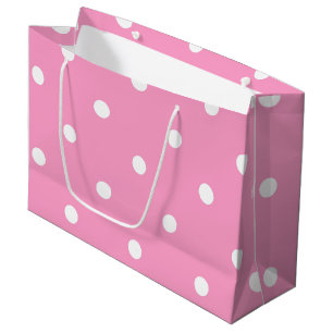 Grand Sac Cadeau Modèle blanc rose élégant à la mode de pois