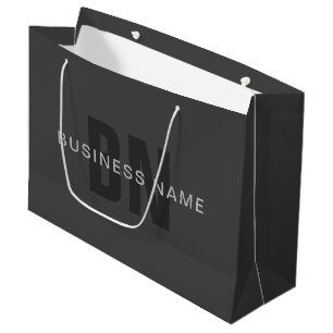 Grand Sac Cadeau Modèle de conception de monogramme éditable gris f
