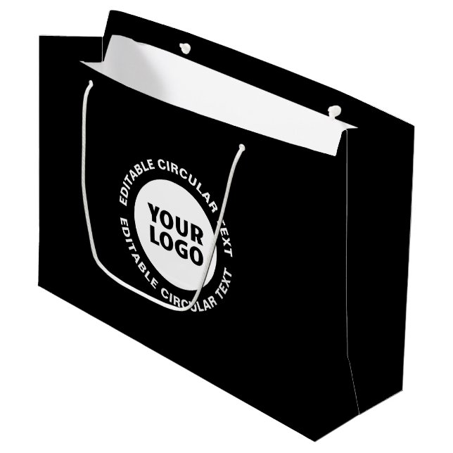 Grand Sac Cadeau Modèle de texte circulaire éditable & votre logo (Devant Angle)