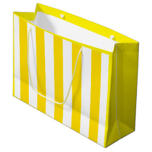 Grand Sac Cadeau Modèle élégant moderne rayé de blanc jaune