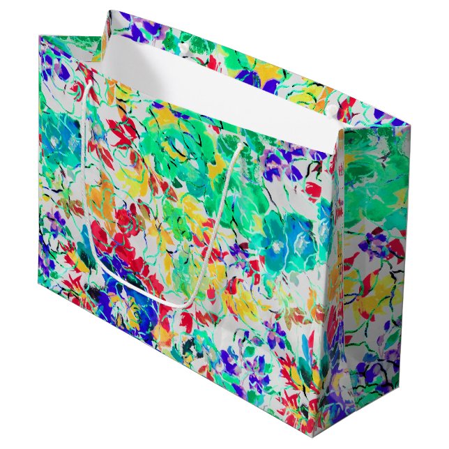 Grand Sac Cadeau Modèle floral abstrait mignon (Devant Angle)
