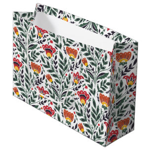 Grand Sac Cadeau Modèle floral art populaire