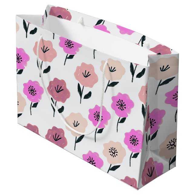 Grand Sac Cadeau Modèle floral dynamique (Dos Angle)